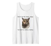Born To Be Eepy Forced to Wakey Funny Cat Design Meme Débardeur