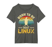 Born to Be Root avec Linux à la Force T-Shirt, Femme Grandes Tailles, Asphalte, 2X