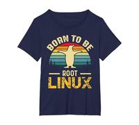 Born to Be Root avec Linux à la Force T-Shirt, Femme Grandes Tailles, Bleu Marine, 2X