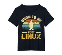 Born to Be Root avec Linux à la Force T-Shirt, Femme Grandes Tailles, Noir, 2X