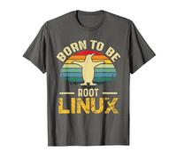 Born to Be Root avec Linux à la Force T-Shirt, Homme, Asphalte, M