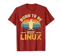 Born to Be Root avec Linux à la Force T-Shirt, Homme, Canneberge, XL