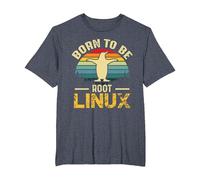 Born to Be Root avec Linux à la Force T-Shirt, Homme Grandes Tailles, Bleu Chiné, 2X Tall