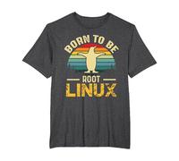 Born to Be Root avec Linux à la Force T-Shirt, Homme Grandes Tailles, Chiné Foncé, 2X Tall