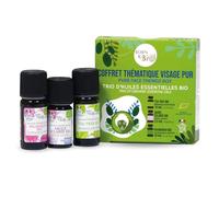 BORN TO BIO Coffret Huiles Essentielles - Thématique Visage Pur - Trio d'Huiles Essentielles BIO - Propriétés Purifiantes - Tea Tree, Sauge Sclarée et Palmarosa