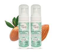 BORN TO BIO Mousse Nettoyante Visage Bio pour Peaux Mixtes - Lot de 2 x 150ml : Confort - Amande Douce Argan - Nettoyage Doux et Efficace - Comfort - Texture Ultra Légère - Certifiée Bio
