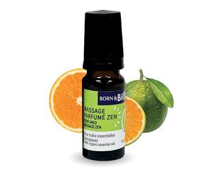 BORN TO BIO Roll-On de Massage Parfumé Zen Bio - Huiles Essentielles d’Orange Douce & Mandarine Verte - Relaxation & Bien-Être - Parfum Agrumes -10 ml - Fabriqué en France