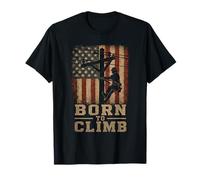 Born to Climb Lineman Drapeau USA Power Line Worker T-Shirt
