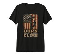 Born to Climb Lineman Drapeau USA Power Line Worker T-Shirt Haut de Gamme