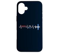 Born to Fly Flying Airplane Heartbeat EKG pour Aviation Pilote Coque pour iPhone 16 Plus