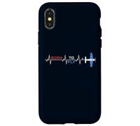 Born to Fly Flying Airplane Heartbeat EKG pour Aviation Pilote Coque pour iPhone X/XS