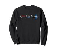 Born to Fly Flying Airplane Heartbeat EKG pour Aviation Pilote Sweatshirt