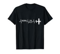 Born to Fly Heartbeat - Ligne d'impulsion ECG d'avion pour Pilotes T-Shirt Graphique avec Valeur