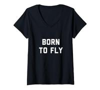Born to Fly T-Shirt avec Col en V