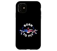 Born to Fly USA Flag Avion 4th of July Pilot Coque pour iPhone 11