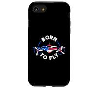 Born to Fly USA Flag Avion 4th of July Pilot Coque pour iPhone SE (2020) / 7/8