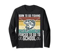 Born to Go Fishing Bass Fish Fisherman Boys Kids Manche Longue