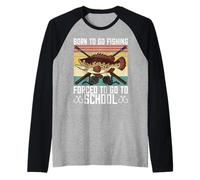 Born to Go Fishing Bass Fish Fisherman Boys Kids Manche Raglan