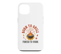 Born to Grill Forced to Work Retro Dad BBQ Humour Coque pour iPhone 13