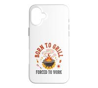 Born to Grill Forced to Work Retro Dad BBQ Humour Coque pour iPhone 16 Plus