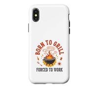 Born to Grill Forced to Work Retro Dad BBQ Humour Coque pour iPhone X/XS