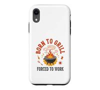 Born to Grill Forced to Work Retro Dad BBQ Humour Coque pour iPhone XR