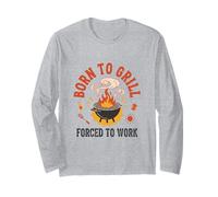 Born to Grill Forced to Work Retro Dad BBQ Humour Manche Longue