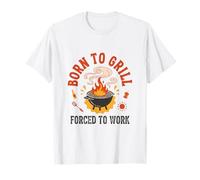 Born to Grill Forced to Work Retro Dad BBQ Humour T-Shirt