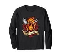 Born to Grill Tatouage Traditionnel Pitmaster BBQ Amusant Manche Longue