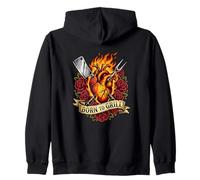 Born to Grill Tatouage Traditionnel Pitmaster BBQ Amusant Sweat à Capuche