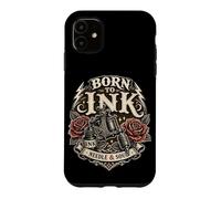 Born to Ink Needle and Soul Machine à tatouer Motif Roses Rouges Coque pour iPhone 11