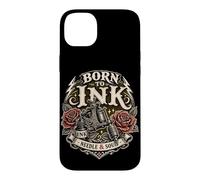 Born to Ink Needle and Soul Machine à tatouer Motif Roses Rouges Coque pour iPhone 14 Plus