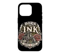 Born to Ink Needle and Soul Machine à tatouer Motif Roses Rouges Coque pour iPhone 16 Pro