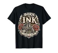 Born to Ink Needle and Soul Machine à tatouer Motif Roses Rouges T-Shirt