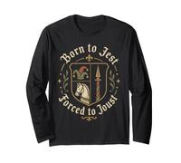Born to Jest Forced to Joust Mardi Gras Jester Humour Manche Longue