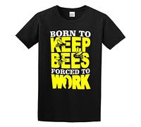 Born to Keep Bees Forced to Work Funny Gift Bee Keeping Honey UK Men Simple Tshirt Black L