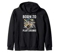 Born to Play Drums Cadeau Joueur de Batterie Sweat à Capuche