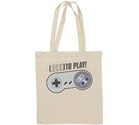 Born To Play Joystick Sac fourre-tout en coton naturel avec illustration amusante Blanc