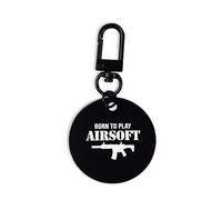 Born To Play Porte-clés Airsoft avec mousqueton, étiquette d'identification, cercle, épingle, Noir , taille unique