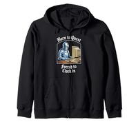 Born to Quest Forced to Clock in Medieval Gamer Work Humour Sweat à Capuche