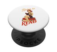 Born to Read Retro des années 50 Pin Up Bookworm Reading PopSockets PopGrip Adhésif
