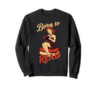 Born to Read Retro des années 50 Pin Up Bookworm Reading Sweatshirt