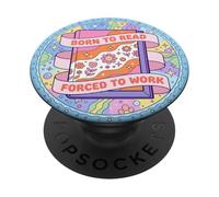 Born to Read Y2K Groovy Book Lover Librarian Purple Bookish PopSockets PopGrip Adhésif