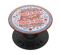Born to Read Y2K Groovy Book Lover Librarian Purple Bookish PopSockets PopGrip Adhésif