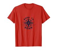 Born to Roam: Boussole aventureuse pour Wanderlusters T-Shirt, Homme, Rouge, XL
