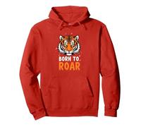 Born to Roar : Fierce Tiger Spirit for Adventurers Sweat à Capuche, Unisexe pour Adultes, Rouge, XXL