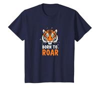 Born to Roar : Fierce Tiger Spirit for Adventurers T-Shirt, Enfant, Bleu Marine, 10 Ans