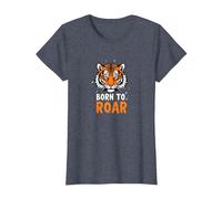 Born to Roar : Fierce Tiger Spirit for Adventurers T-Shirt, Femme, Bleu Chiné, 3XL
