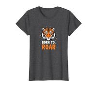 Born to Roar : Fierce Tiger Spirit for Adventurers T-Shirt, Femme, Chiné Foncé, XS
