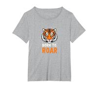 Born to Roar : Fierce Tiger Spirit for Adventurers T-Shirt, Femme Grandes Tailles, Gris Chiné, 3X